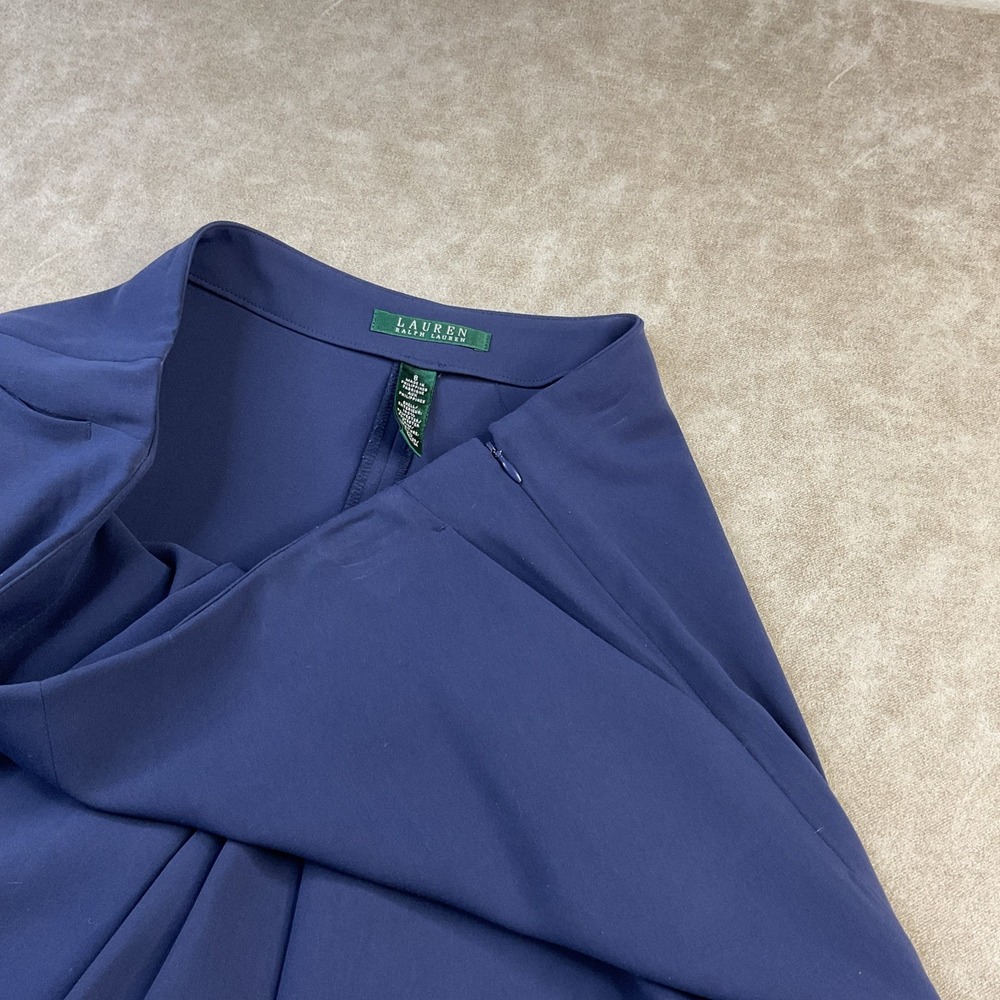 Lauren Ralph Lauren Shorts Women Sz 8 Pleated Slit Skirt Pockets Navy Blue - Picture 6 of 8
